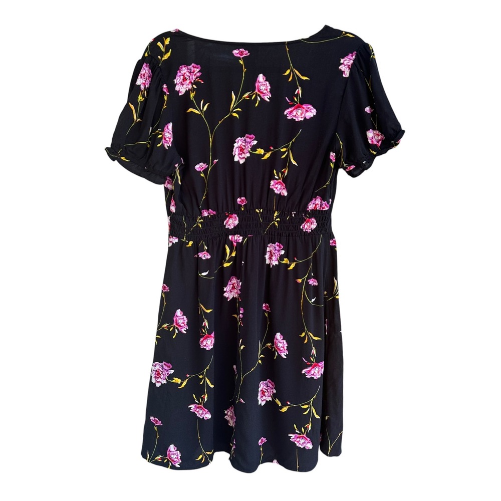 Wild Fable Black Pink Floral Babydoll Mini Dress Size Small Coquette Soft Girl - Picture 3 of 9